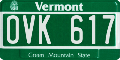 VT license plate OVK617