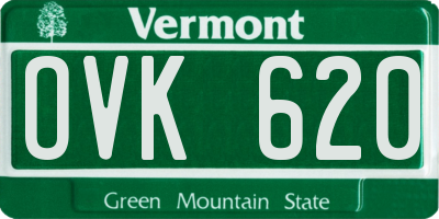VT license plate OVK620