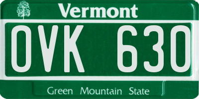 VT license plate OVK630