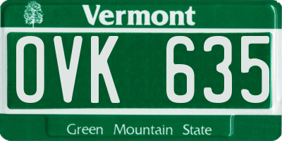 VT license plate OVK635