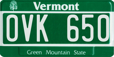 VT license plate OVK650