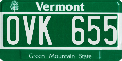 VT license plate OVK655