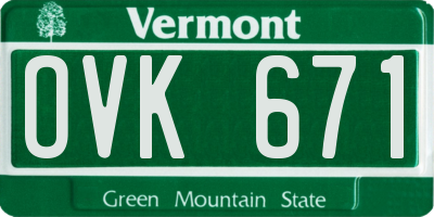 VT license plate OVK671