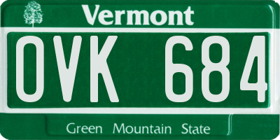 VT license plate OVK684