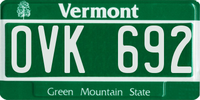 VT license plate OVK692