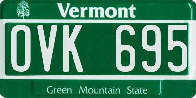 VT license plate OVK695