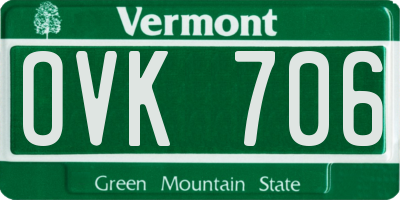 VT license plate OVK706