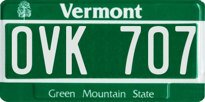 VT license plate OVK707