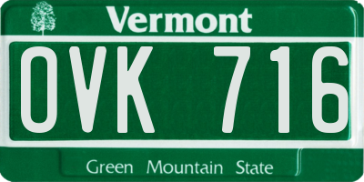 VT license plate OVK716