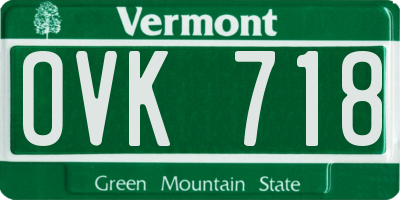 VT license plate OVK718