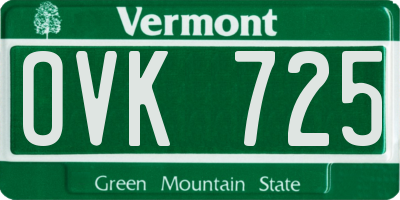 VT license plate OVK725