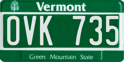 VT license plate OVK735