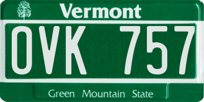VT license plate OVK757