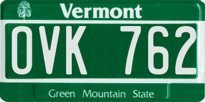 VT license plate OVK762