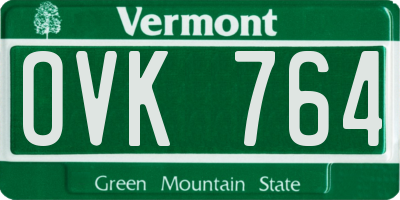 VT license plate OVK764