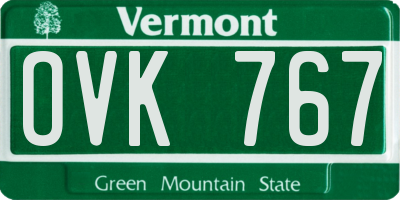 VT license plate OVK767
