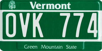 VT license plate OVK774