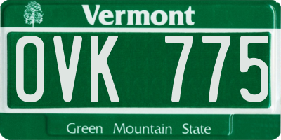 VT license plate OVK775