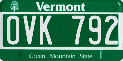 VT license plate OVK792