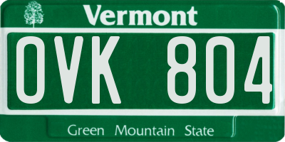 VT license plate OVK804