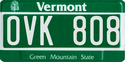 VT license plate OVK808