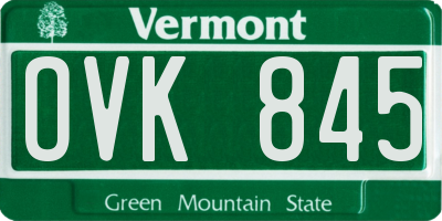 VT license plate OVK845