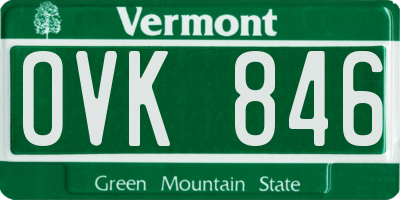 VT license plate OVK846