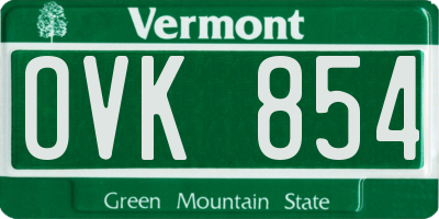 VT license plate OVK854