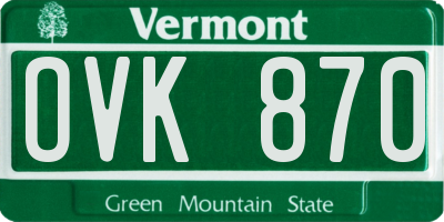 VT license plate OVK870