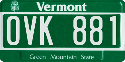 VT license plate OVK881