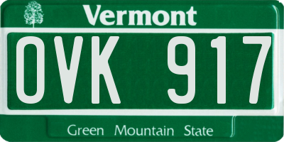 VT license plate OVK917