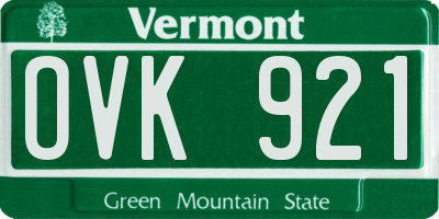 VT license plate OVK921