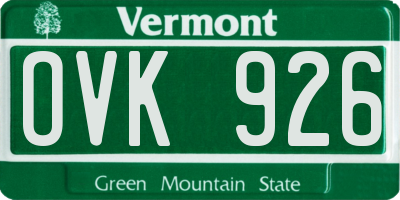 VT license plate OVK926
