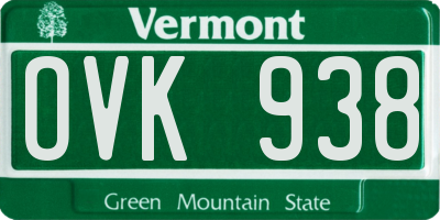 VT license plate OVK938