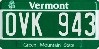 VT license plate OVK943