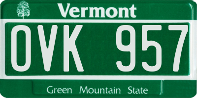 VT license plate OVK957