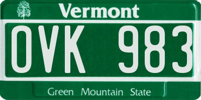 VT license plate OVK983
