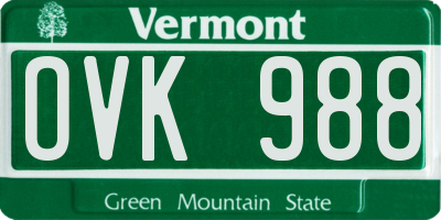 VT license plate OVK988