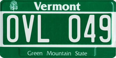 VT license plate OVL049