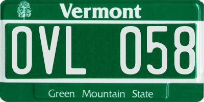 VT license plate OVL058