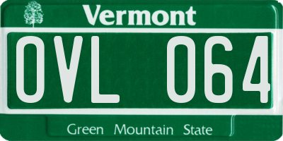 VT license plate OVL064