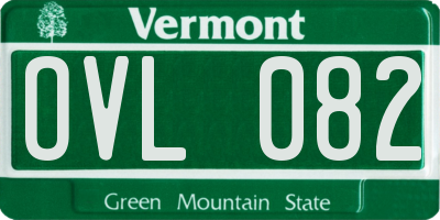 VT license plate OVL082