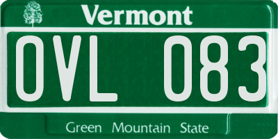 VT license plate OVL083