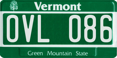 VT license plate OVL086