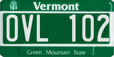 VT license plate OVL102