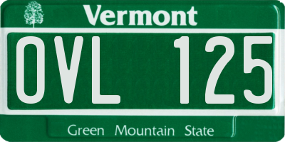 VT license plate OVL125