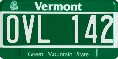 VT license plate OVL142