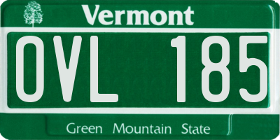 VT license plate OVL185