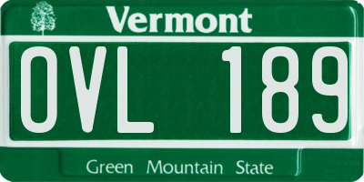 VT license plate OVL189