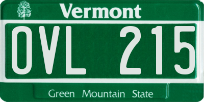 VT license plate OVL215
